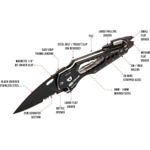 SmartKnife+ Fällbar fickkniv med multiverktyg 15-i-1