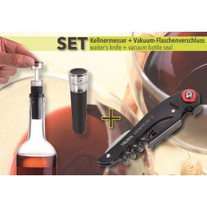 Troika Wineprobe - Set med Professionell Servitör Kniv och vakuumpump för vin